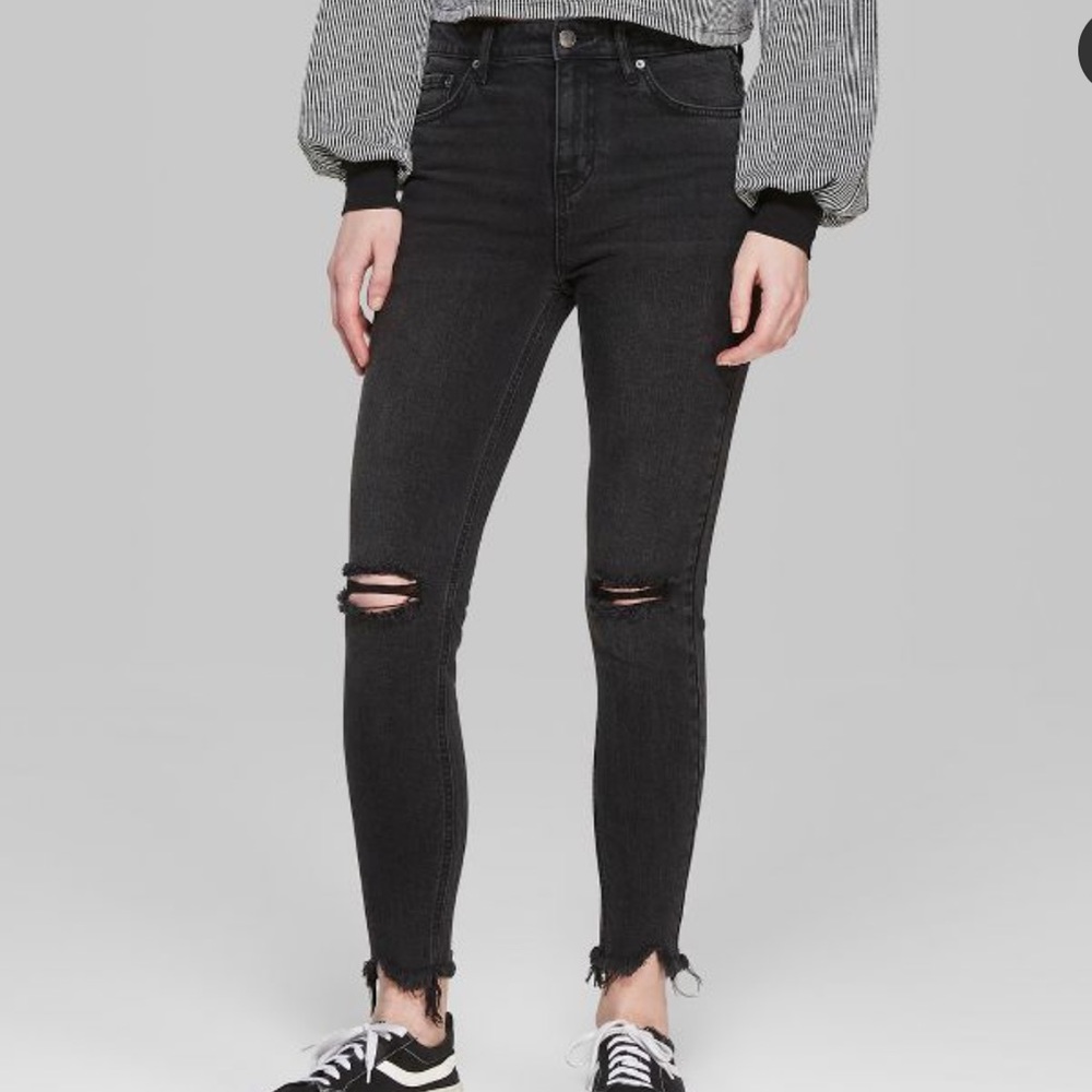 black high rise skinny jeans